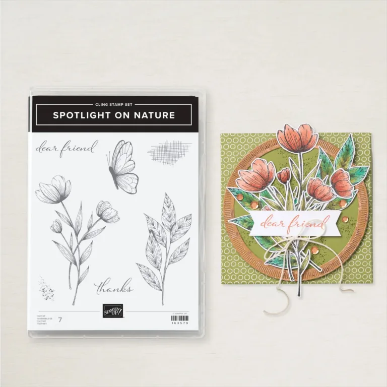 Spotlight on Nature stamp set with flower and butterfly images and a card made with it.