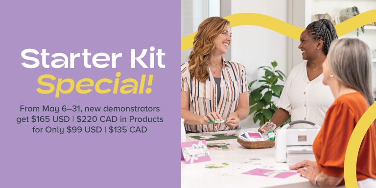 Next to a group of smiling women over a craft table, it says, "Starter Kit Special!"