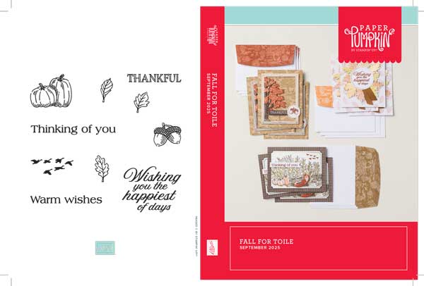 DVD Case Cover with fall themed greeting cards on it and the text, "Paper Pumpkin, "Fall for Toile, September 2025."