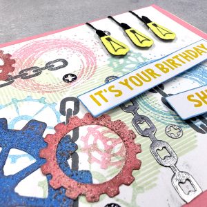 Close up on a card that says "It's your Birthday. Shine On!"