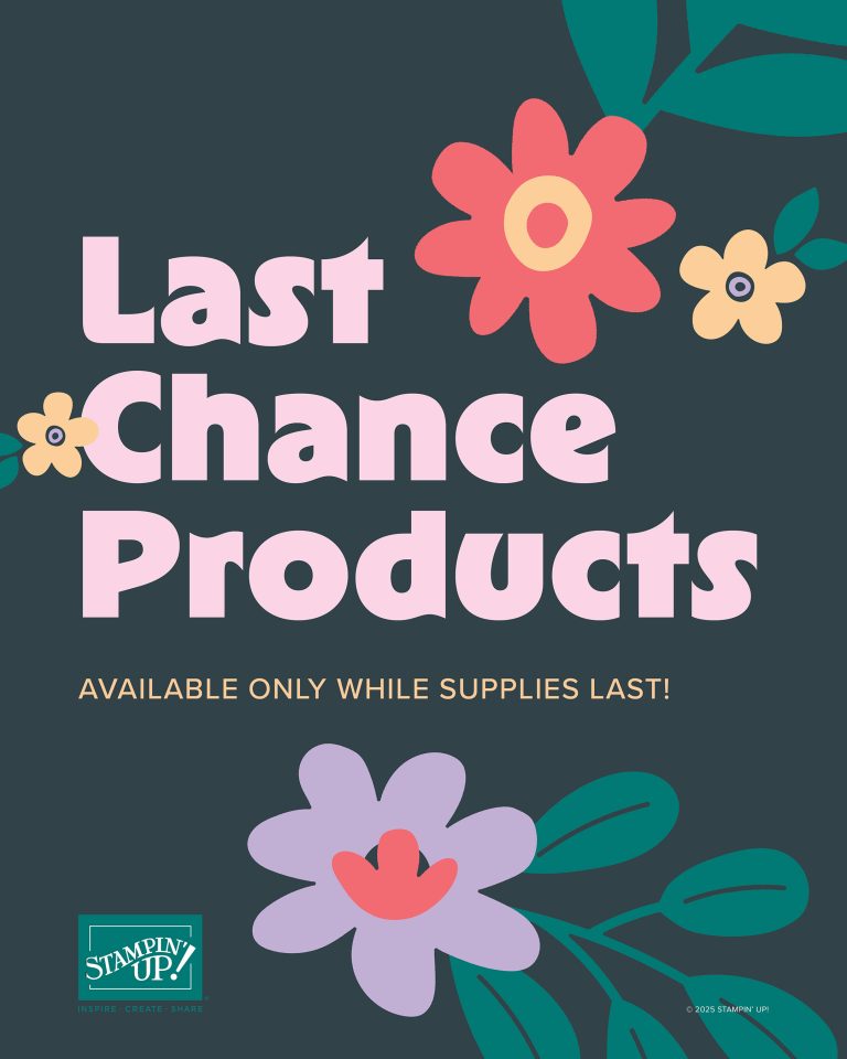 Graphic flowers surround the text, "Last Chance Products."