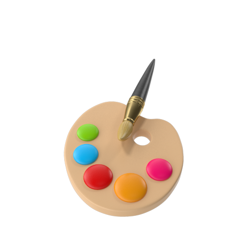 3D paint brush and palette