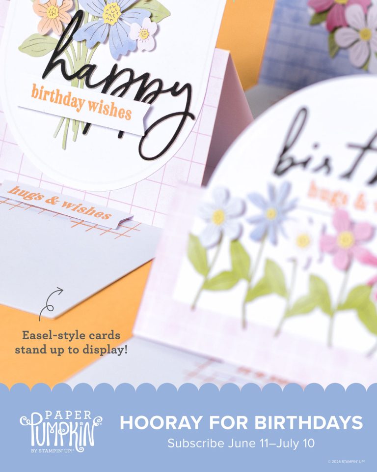 Under several birthday cards with flowers on them is the text, "Horray for Birthdays."
